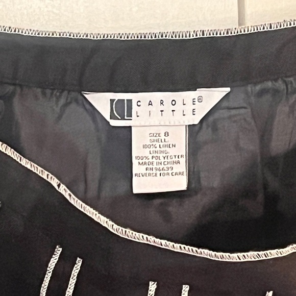 Carole Little Elegant Black Linen Skirt Skirt with White Stripes Size 8 - Picture 5 of 5